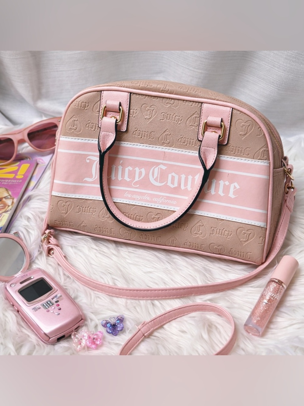 Juicy Couture Pink Logo Satchel Mini Bag Y2K Shoulder Crossbody
